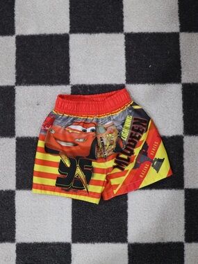 Disney Pixar Cars Lightning McQueen Kids Swim/Play Shorts - Red & Yellow